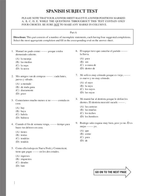 sat spanish subject test practice